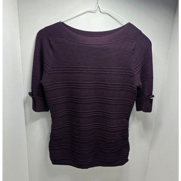 Women's APT. 9 Purple Ribbed Crew Neck Sweater XS with Silver Detail - Picture 1 of 10